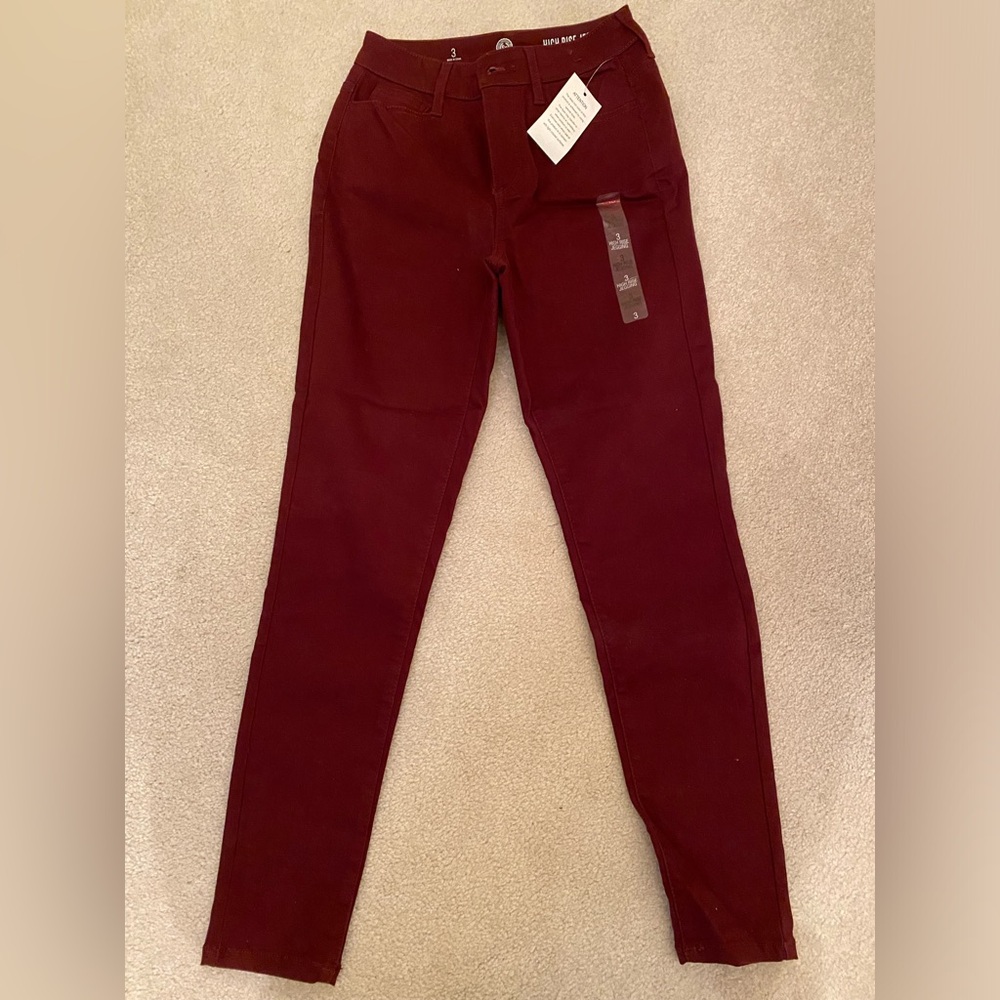 So High Rise Skinny Jean Burgundy Size 3